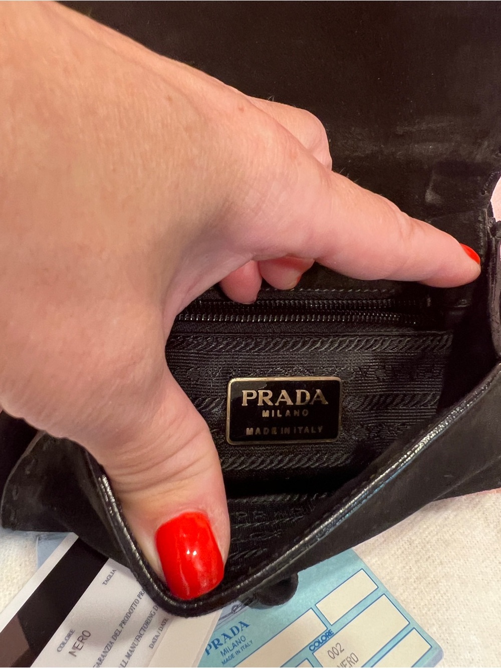 Prada⭐️✌🏻Vintage! RARE! Black Suede Crossbody/shoulder Bag with Chain Strap! - Picture 7 of 10
